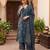 Teal printed pure cotton kurta trouser dupatta set