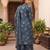 Teal printed pure cotton kurta trouser dupatta set