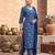 Blue printed pure cotton kurta trouser dupatta set