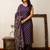 Purple printed pure cotton kurta trouser dupatta set