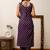 Purple printed pure cotton kurta trouser dupatta set