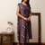 Purple printed pure cotton kurta trouser dupatta set