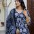 Black printed pure cotton kurta trouser dupatta set