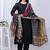 Black printed pure cotton kurta trouser dupatta set