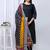 Black printed pure cotton kurta trouser dupatta set