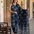 Navy blue printed pure cotton kurta trouser dupatta set