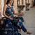 Navy blue printed pure cotton kurta trouser dupatta set