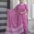 Pink printed pure cotton kurta trouser dupatta set