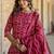 Red printed pure cotton kurta trouser dupatta set