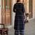 Black printed pure cotton kurta trouser dupatta set