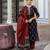 Black printed pure cotton kurta trouser dupatta set
