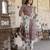 Maroon printed pure cotton kurta trouser dupatta set