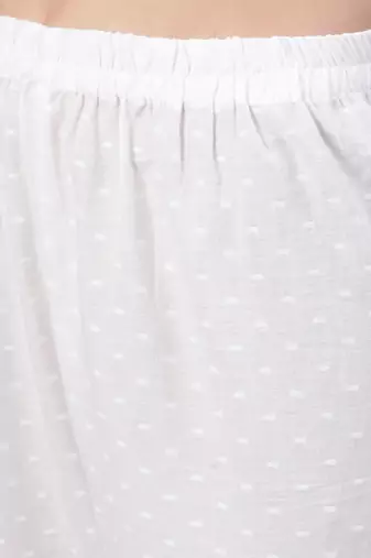 White printed pure cotton kurta trouser dupatta set