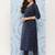 Blue printed pure cotton kurta trouser dupatta set