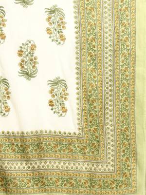 Green printed pure cotton kurta trouser dupatta set 4