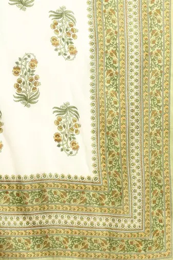 Green printed pure cotton kurta trouser dupatta set