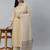 Cream printed pure cotton kurta trouser dupatta set