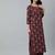 Burgundy printed pure cotton kurta trouser dupatta set