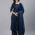 Blue printed pure cotton kurta trouser dupatta set