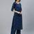 Blue printed pure cotton kurta trouser dupatta set