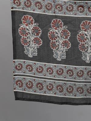 Black printed pure cotton kurta trouser dupatta set 3