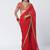 Tabasco red embroidered crepe and organza saree set