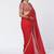 Tabasco red embroidered crepe and organza saree set