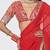 Tabasco red embroidered crepe and organza saree set