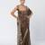 Olive brown embroidered crepe organza and dupion silk drape saree set