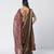 Olive brown and maroon embroidered dupion silk organza drape saree set