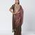 Olive brown and maroon embroidered dupion silk organza drape saree set