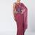 Magenta embroidered organza and chiffon corset drape saree set