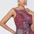 Magenta embroidered organza and chiffon corset drape saree set