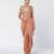 Biscoff peach embroidered crepe net drape saree set