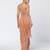Biscoff peach embroidered crepe net drape saree set