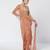Biscoff peach embroidered crepe net drape saree set