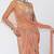 Biscoff peach embroidered crepe net drape saree set