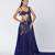 Blue embroidered organza and net drape saree set