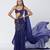 Blue embroidered organza and net drape saree set