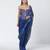 Blue embroidered cotton jacquard and organza corset saree set