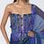 Blue embroidered cotton jacquard and organza corset saree set