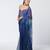 Blue embroidered cotton jacquard and organza corset saree set