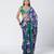 Blue green embroidered georgette jacquard and silk chanderi saree set