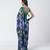 Blue green embroidered georgette jacquard and silk chanderi saree set