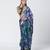 Blue green embroidered georgette jacquard and silk chanderi saree set
