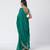 Teal green embroidered organza and silk chanderi saree set