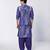 Blue printed crepe cotton jacquard and chanderi silk kurta jacket set