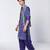 Blue printed crepe cotton jacquard and chanderi silk kurta jacket set