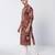 Mocha brown printed crepe and chanderi silk kurta pant set
