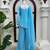 Sky blue faux georgette embroidered suit with bootcut palazzo